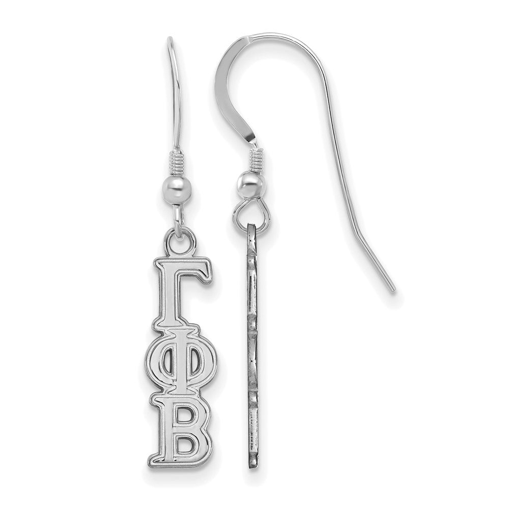 Sterling Silver Rhodium Plated Logoart Gamma Phi Beta Extra Sorority Greek Letters Small Dangle Wire Earrings