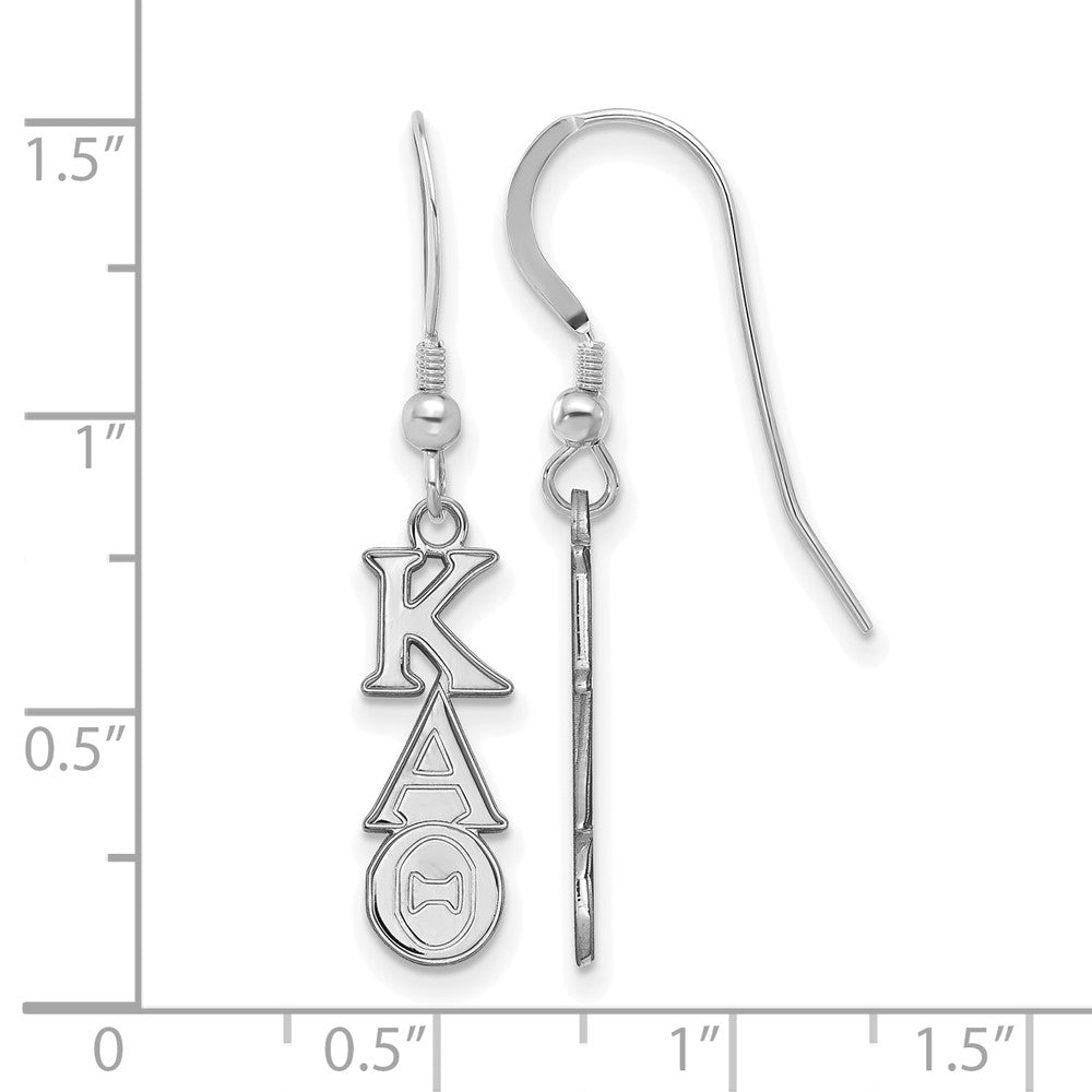Sterling Silver Rhodium Plated Logoart Kappa Alpha Theta Extra Sorority Greek Letters Small Dangle Wire Earrings