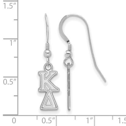 Sterling Silver Rhodium Plated Logoart Kappa Delta Extra Sorority Greek Letters Small Dangle Wire Earrings