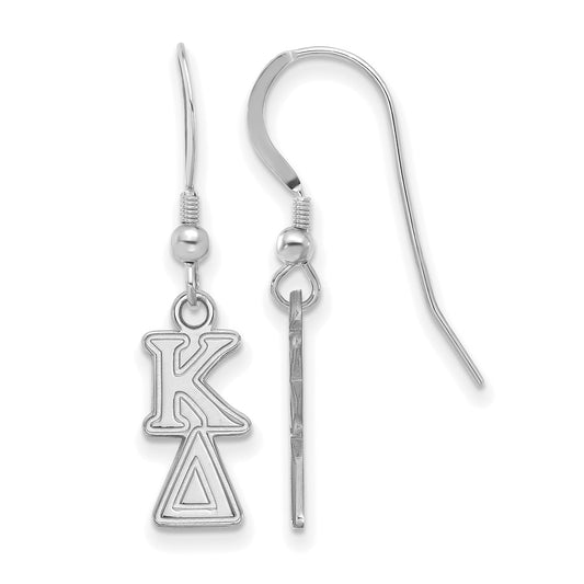 Sterling Silver Rhodium Plated Logoart Kappa Delta Extra Sorority Greek Letters Small Dangle Wire Earrings