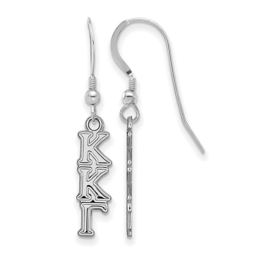 Sterling Silver Rhodium Plated Logoart Kappa Gamma Extra Sorority Greek Letters Small Dangle Wire Earrings