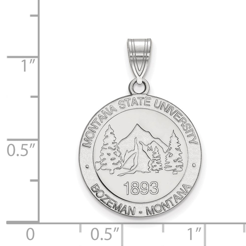 Sterling Silver Rhodium Plated Logoart Montana State University Large Crest Pendant