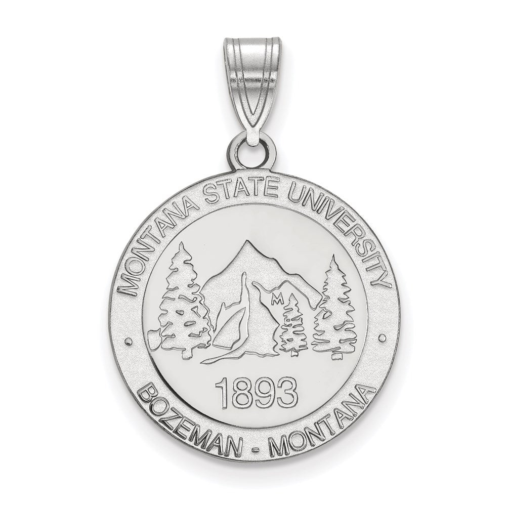 Sterling Silver Rhodium Plated Logoart Montana State University Large Crest Pendant