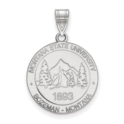 Sterling Silver Rhodium Plated Logoart Montana State University Large Crest Pendant