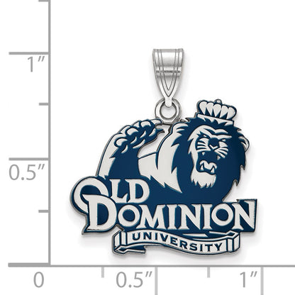 Sterling Silver Rhodium Plated Logoart Old Dominion University Large Enameled Pendant