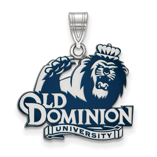 Sterling Silver Rhodium Plated Logoart Old Dominion University Large Enameled Pendant