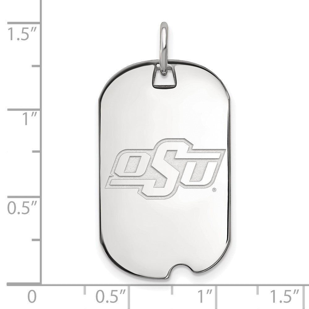 Sterling Silver Rhodium Plated Logoart Oklahoma State University O S U Small Dog Tag Pendant
