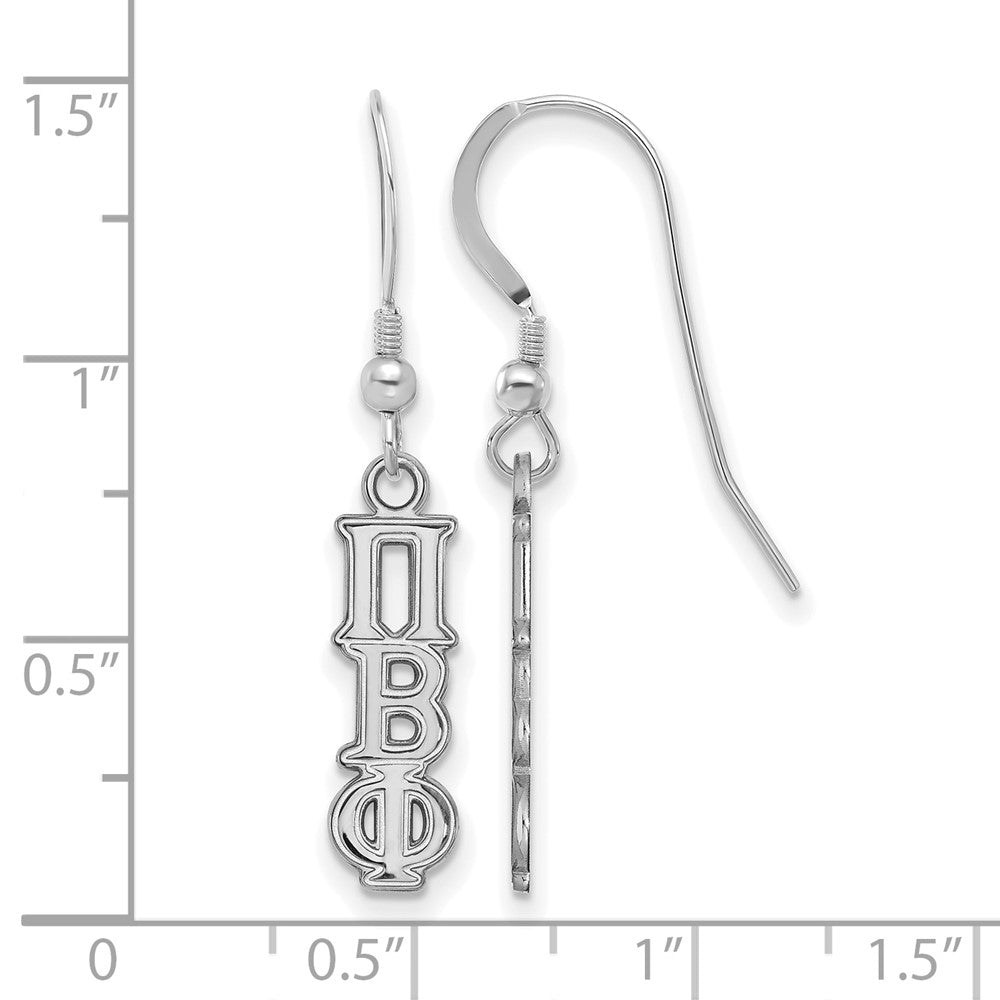 Sterling Silver Rhodium Plated Logoart Pi Beta Phi Extra Sorority Greek Letters Small Dangle Wire Earrings