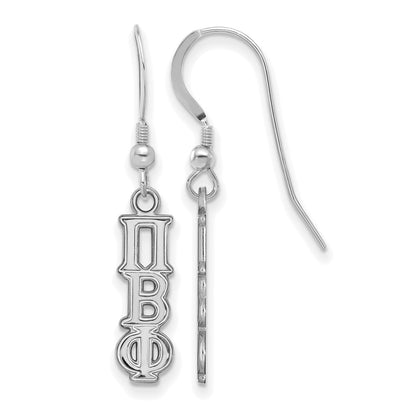 Sterling Silver Rhodium Plated Logoart Pi Beta Phi Extra Sorority Greek Letters Small Dangle Wire Earrings