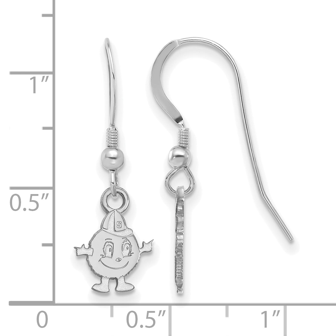 Sterling Silver Rhodium Plated Logoart Syracuse University Mascot Extra Small Dangle Wire Earrings