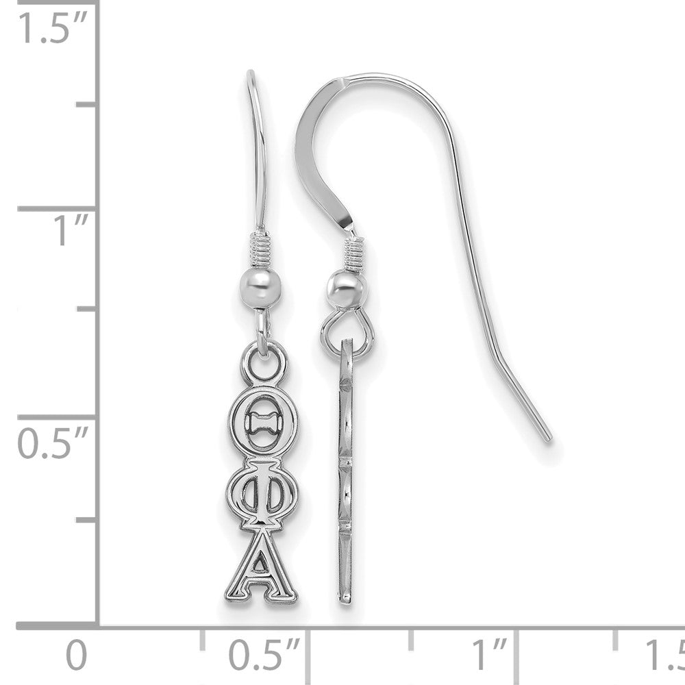 Sterling Silver Rhodium Plated Logoart Theta Phi Alpha Extra Sorority Greek Letters Small Dangle Wire Earrings
