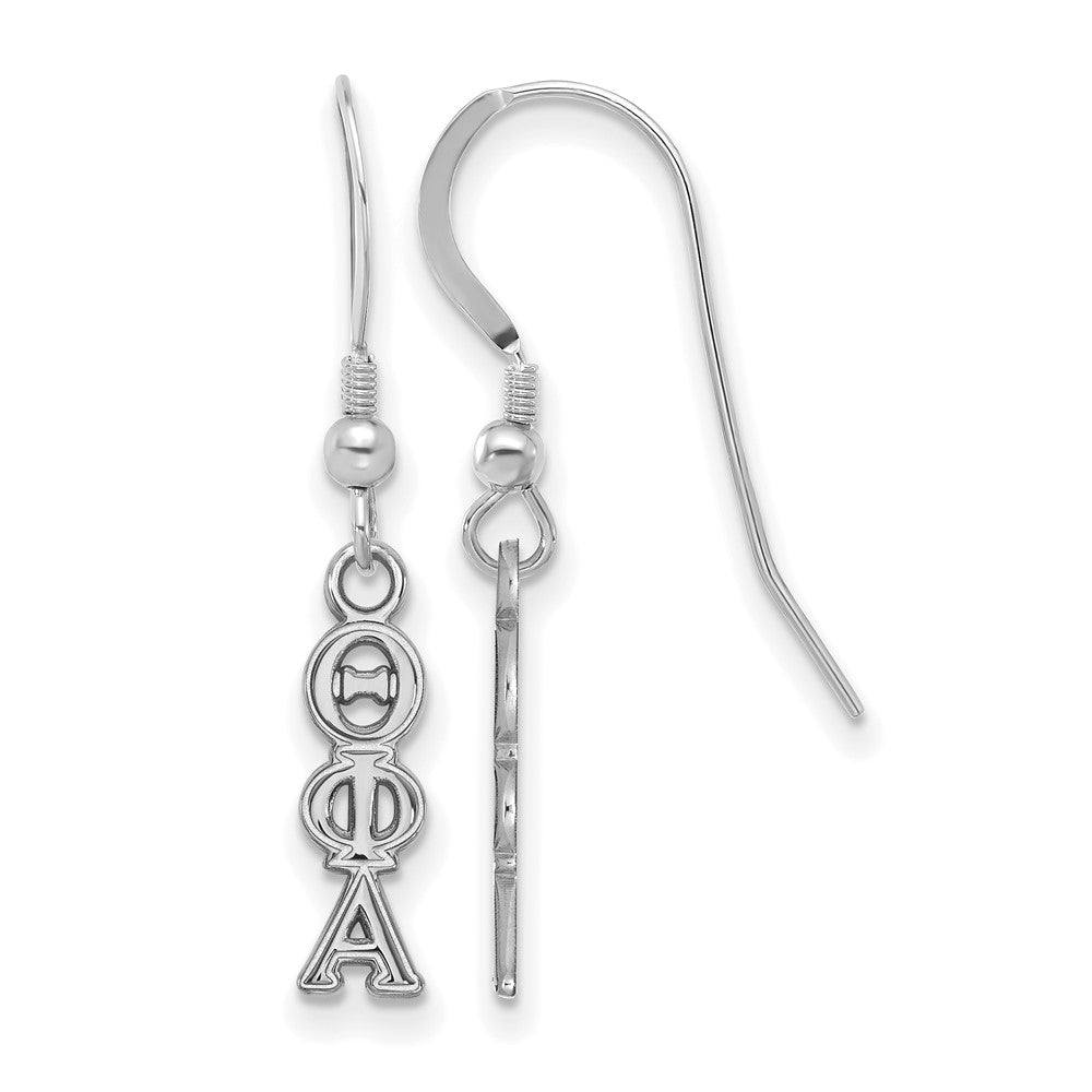 Sterling Silver Rhodium Plated Logoart Theta Phi Alpha Extra Sorority Greek Letters Small Dangle Wire Earrings