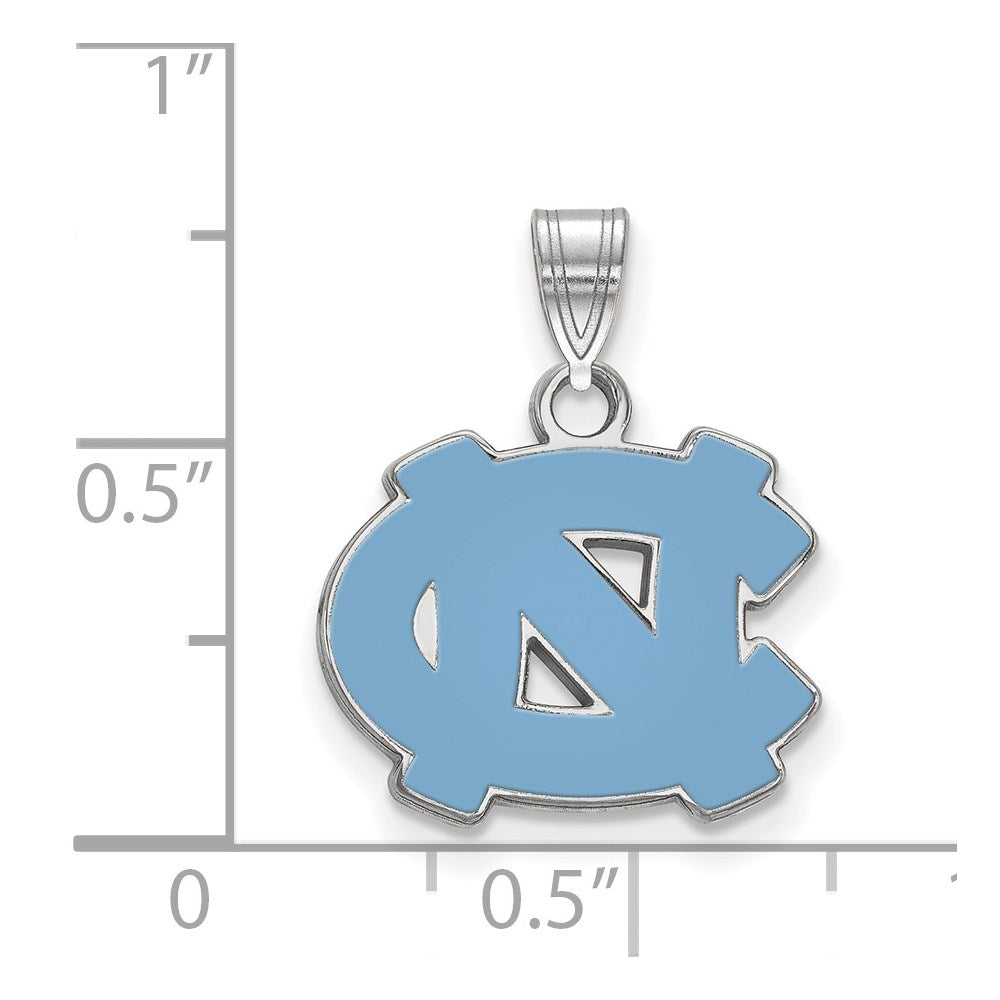Sterling Silver Rhodium Plated Logoart University Of North Carolina N C Small Enameled Pendant