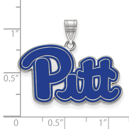 Sterling Silver Rhodium Plated Logoart University Of Pittsburgh Large Enameled Pendant