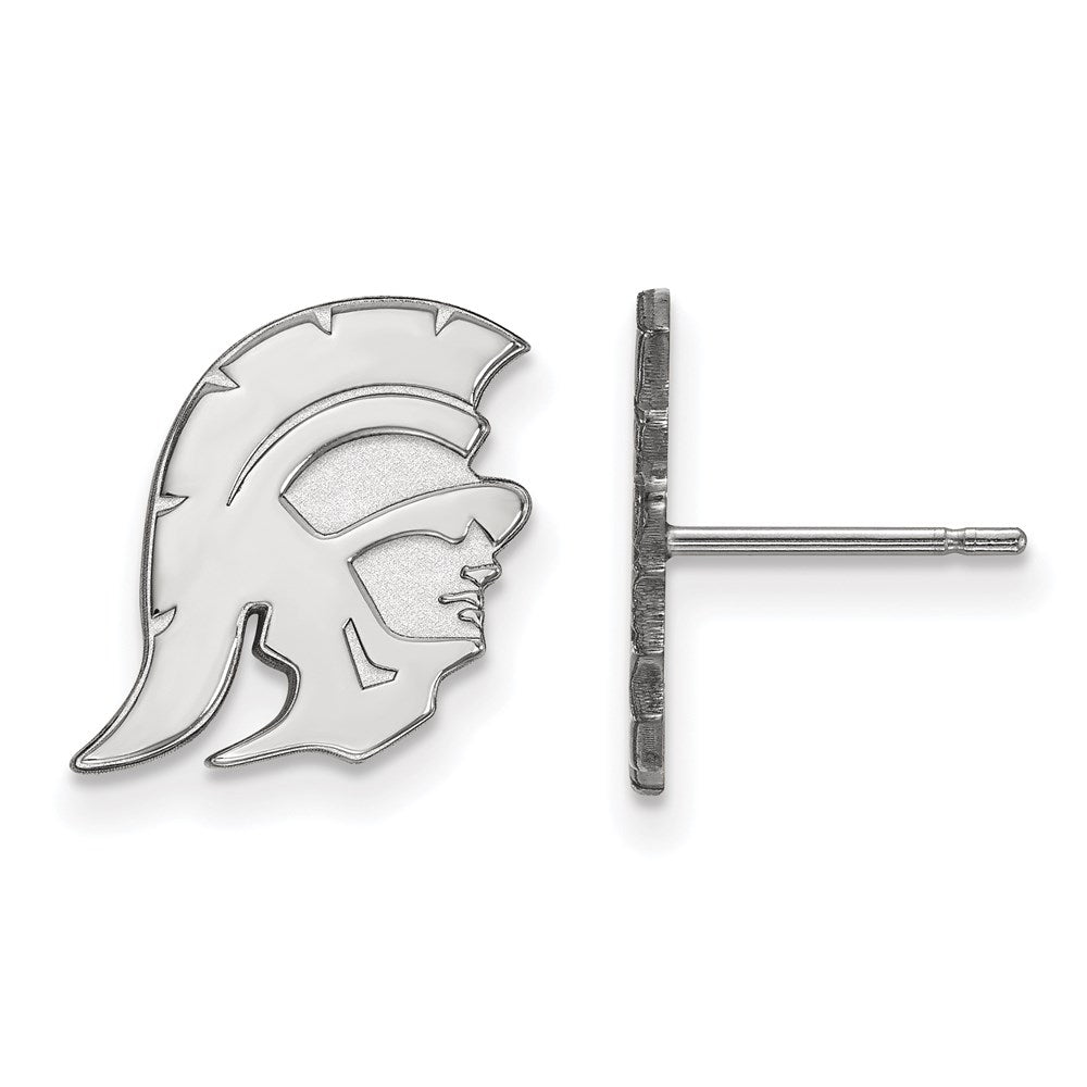 14K White Gold University Of Southern California Trojan Small Post Earrings