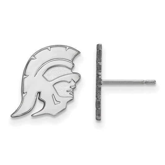 10K White Gold University Of Southern California Trojan Small Post Earrings