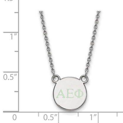 Sterling Silver Rhodium Plated Logoart Alpha Epsilon Phi Sorority Greek Letters Extra Small Color Enamel Pendant 18 Inch Necklace