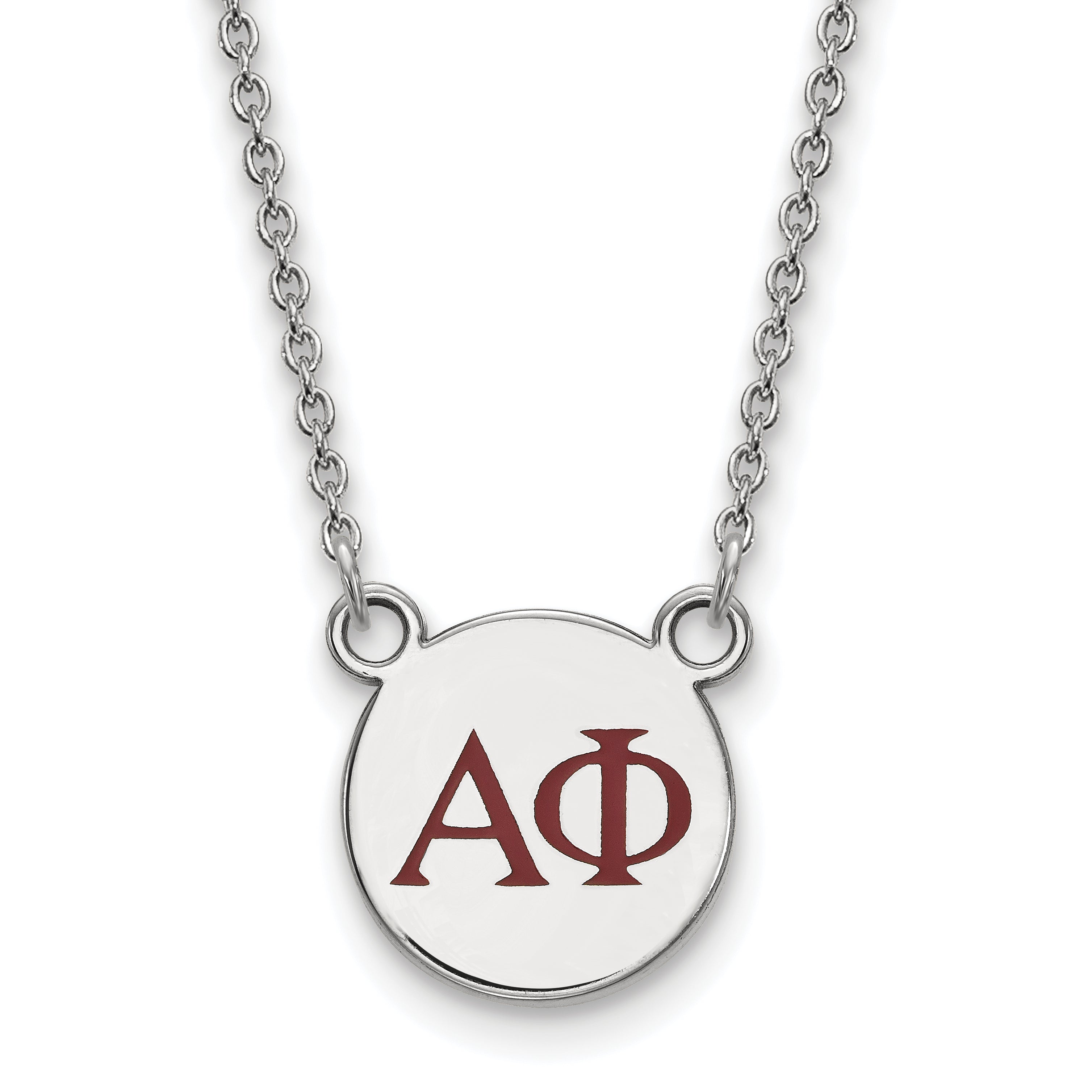 Sterling Silver Rhodium Plated Logoart Alpha Phi Sorority Greek Letters Small Color Enamel Pendant 18 Inch Necklace