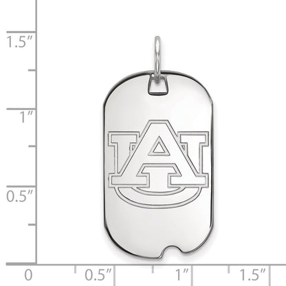 14K White Gold Logoart Auburn University Small Dog Tag Pendant