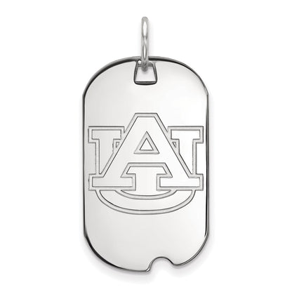 14K White Gold Logoart Auburn University Small Dog Tag Pendant