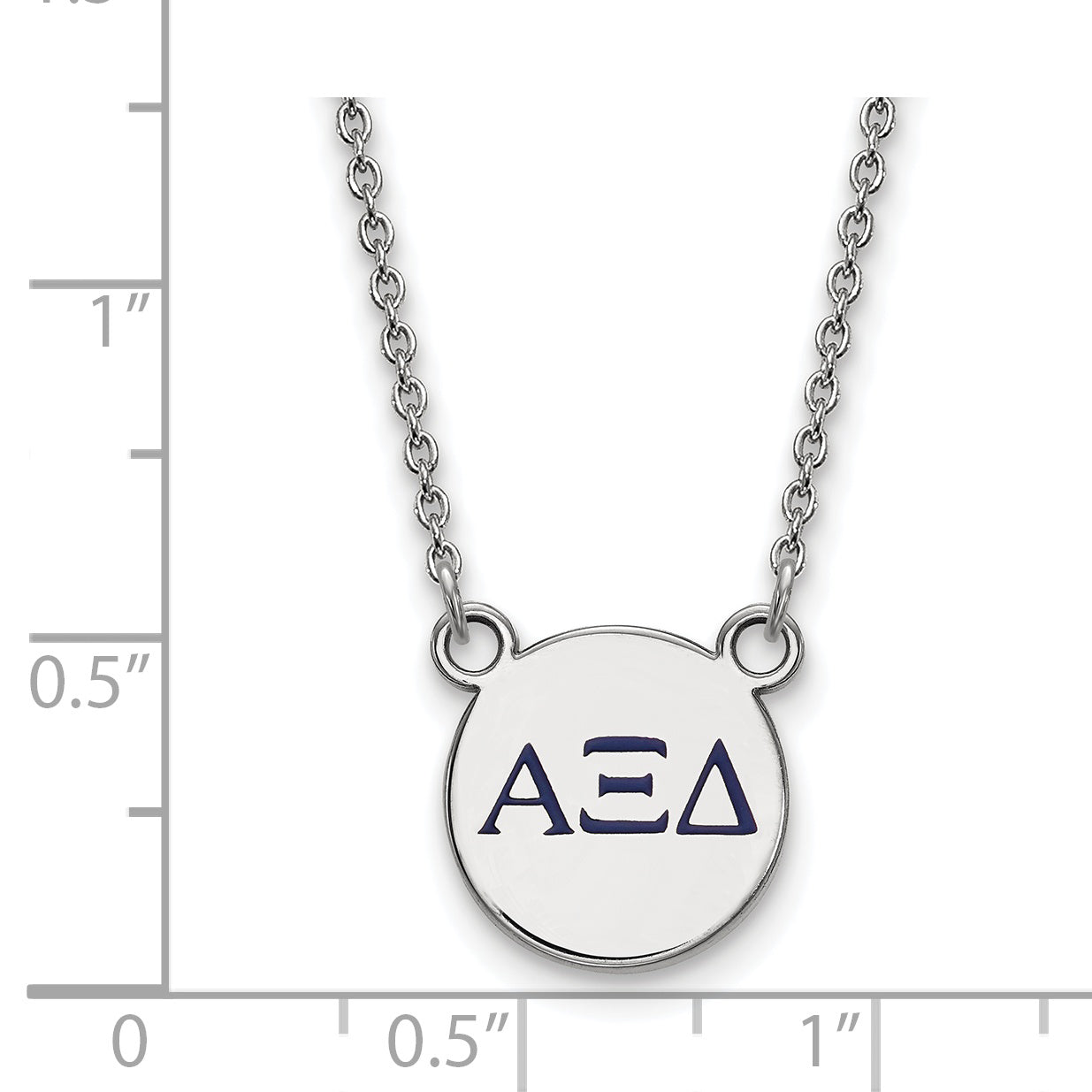 Sterling Silver Rhodium Plated Logoart Alpha Xi Delta Sorority Greek Letters Extra Small Color Enamel Pendant 18 Inch Necklace