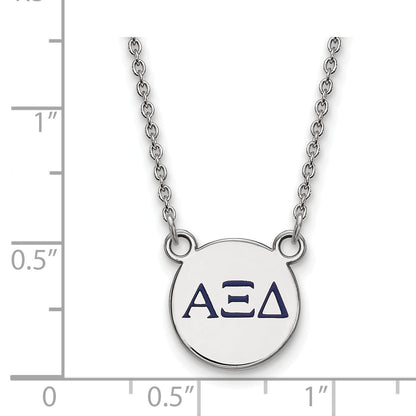 Sterling Silver Rhodium Plated Logoart Alpha Xi Delta Sorority Greek Letters Extra Small Color Enamel Pendant 18 Inch Necklace