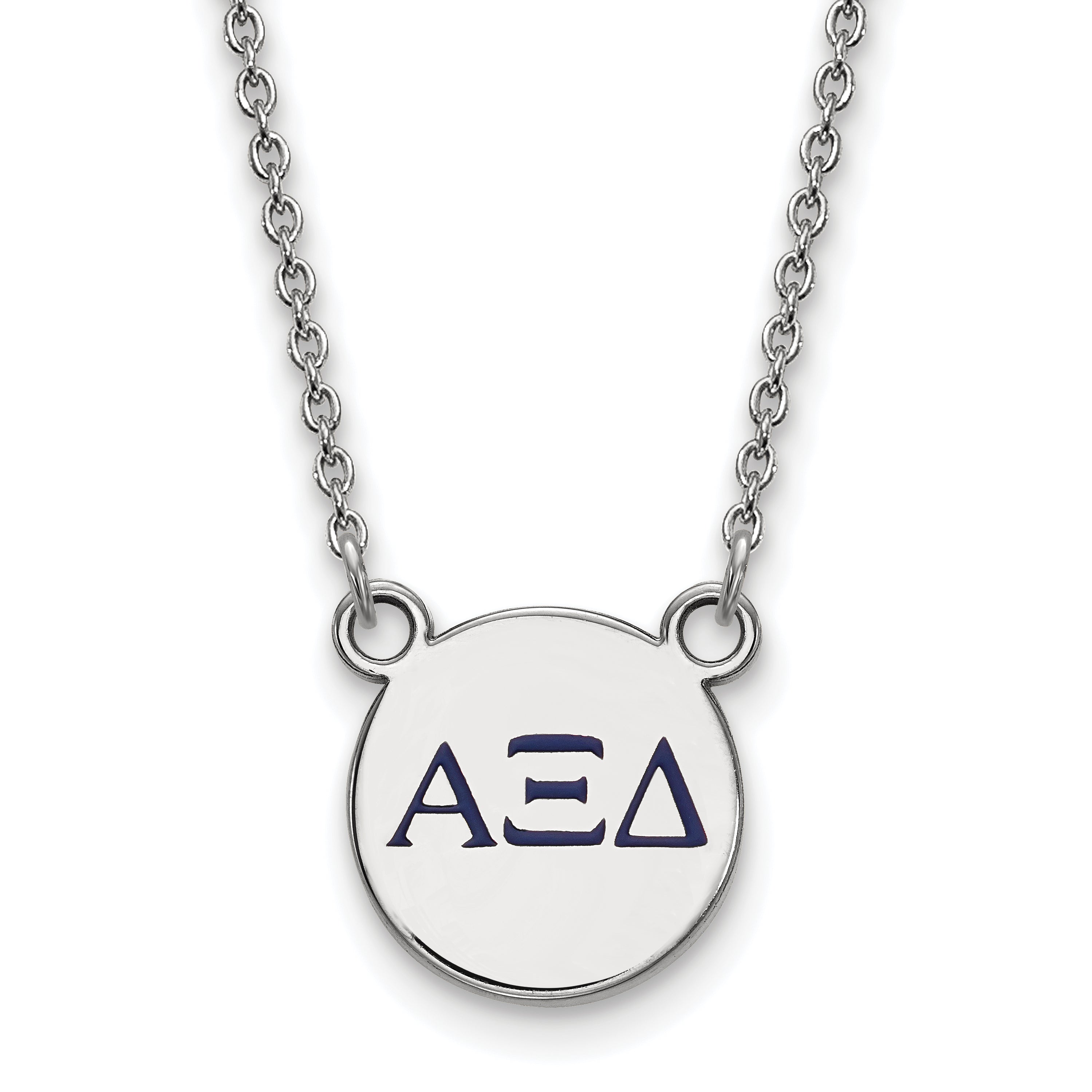 Sterling Silver Rhodium Plated Logoart Alpha Xi Delta Sorority Greek Letters Extra Small Color Enamel Pendant 18 Inch Necklace