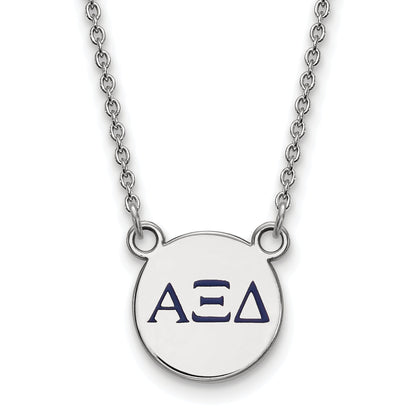 Sterling Silver Rhodium Plated Logoart Alpha Xi Delta Sorority Greek Letters Extra Small Color Enamel Pendant 18 Inch Necklace