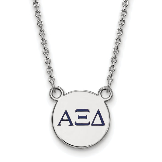 Sterling Silver Rhodium Plated Logoart Alpha Xi Delta Sorority Greek Letters Extra Small Color Enamel Pendant 18 Inch Necklace