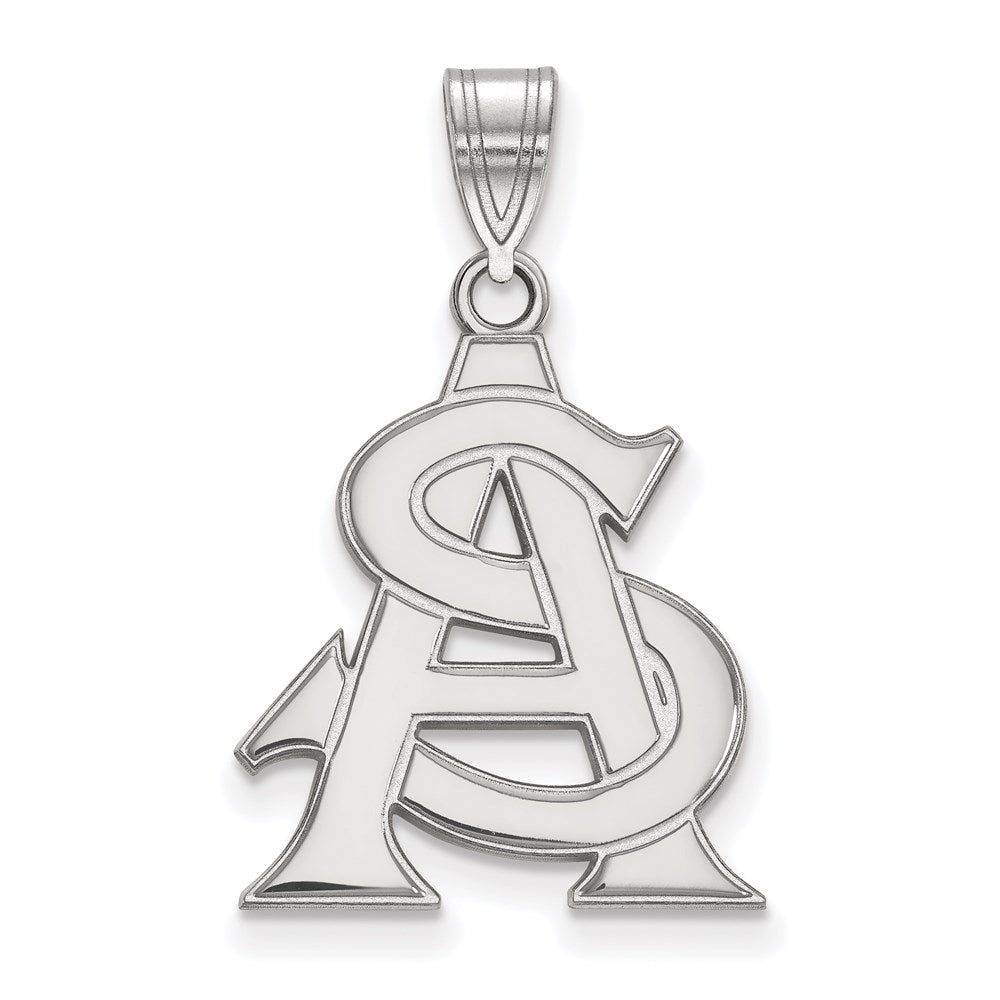 Sterling Silver Rhodium Plated Logoart Arizona State University A S Large Pendant
