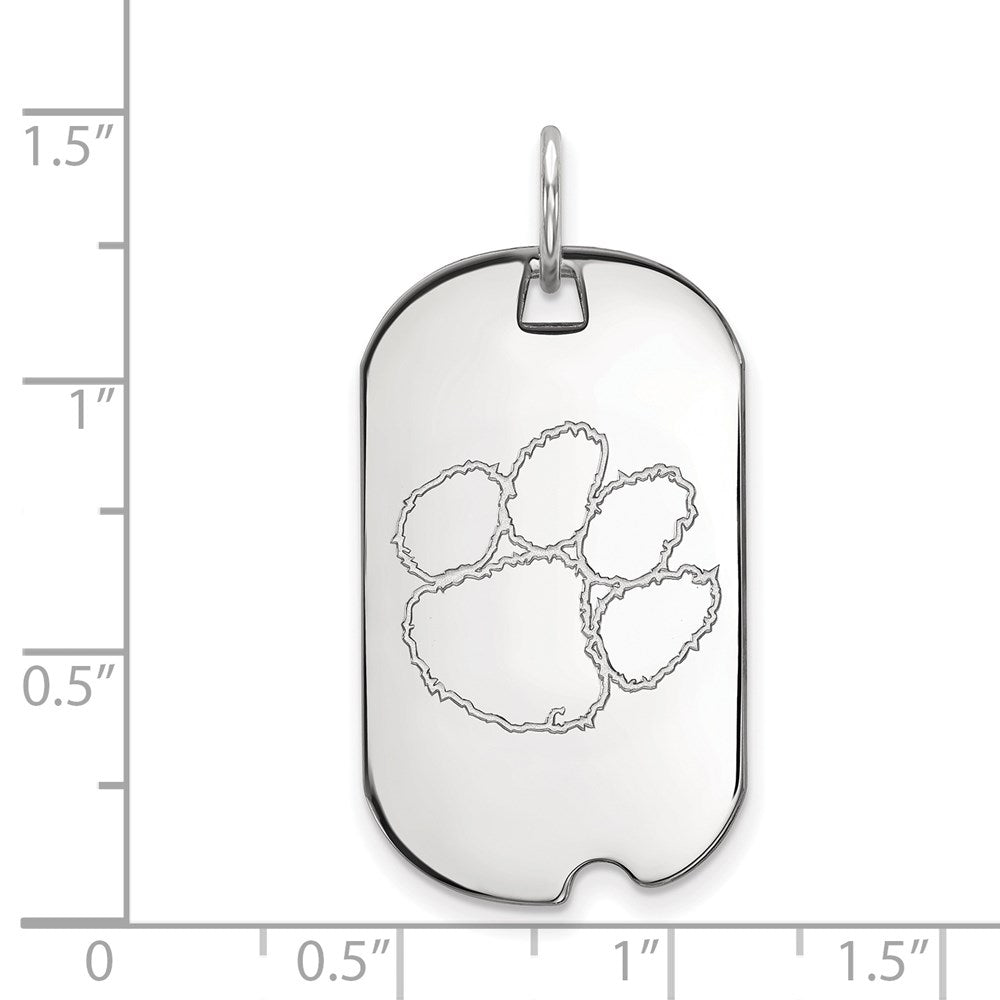 10K White Gold Logoart Clemson University Tiger Paw Small Dog Tag Pendant