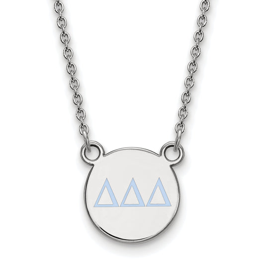Sterling Silver Rhodium Plated Logoart Delta Sorority Greek Letters Small Color Enamel Pendant 18 Inch Necklace