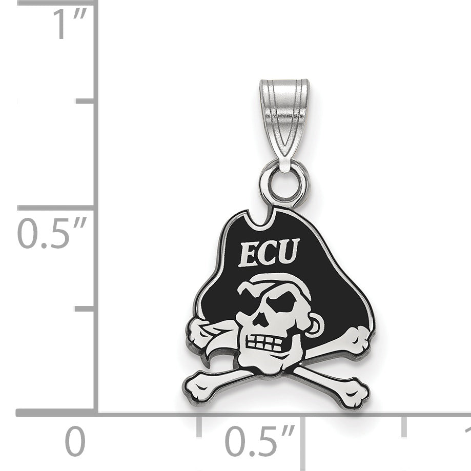 Sterling Silver Rhodium Plated Logoart East Carolina University Pirate Small Enameled Pendant