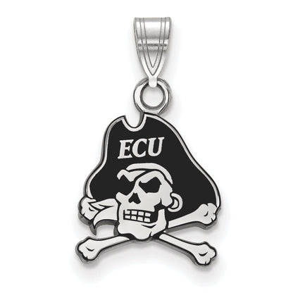 Sterling Silver Rhodium Plated Logoart East Carolina University Pirate Small Enameled Pendant