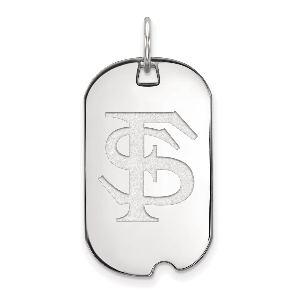 14K White Gold Logoart Florida State University F S Small Dog Tag Pendant