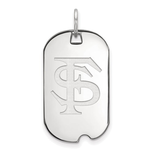 14K White Gold Logoart Florida State University F S Small Dog Tag Pendant