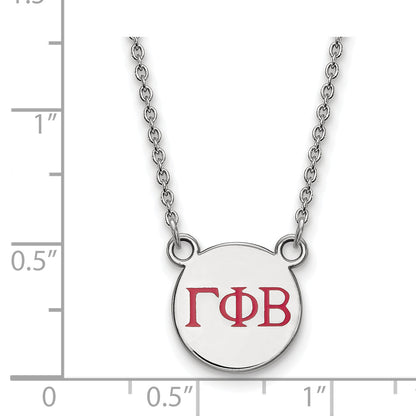 Sterling Silver Rhodium Plated Logoart Gamma Phi Beta Sorority Greek Letters Small Color Enamel Pendant 18 Inch Necklace