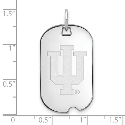 Sterling Silver Rhodium Plated Logoart Indiana University I U Small Dog Tag Pendant
