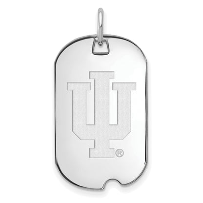 Sterling Silver Rhodium Plated Logoart Indiana University I U Small Dog Tag Pendant