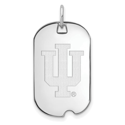 Sterling Silver Rhodium Plated Logoart Indiana University I U Small Dog Tag Pendant