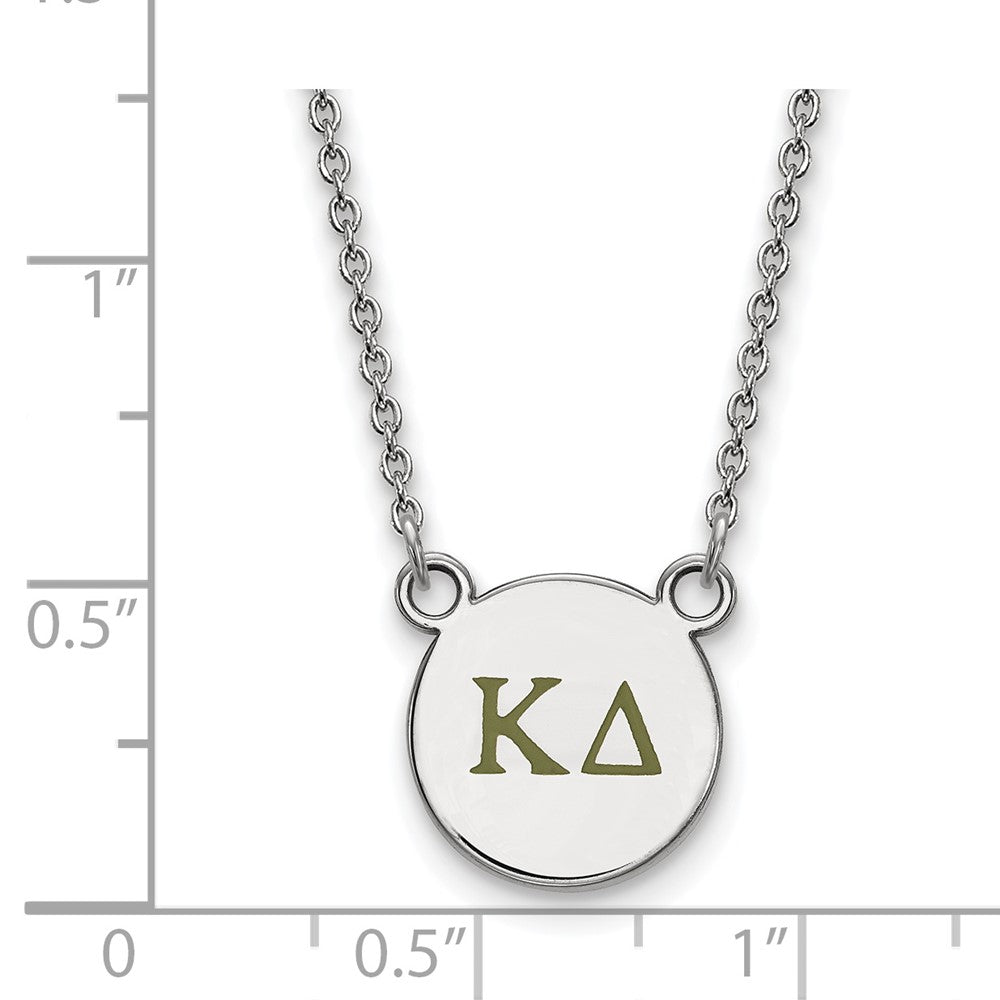 Sterling Silver Rhodium Plated Logoart Kappa Delta Sorority Greek Letters Small Color Enamel Pendant 18 Inch Necklace