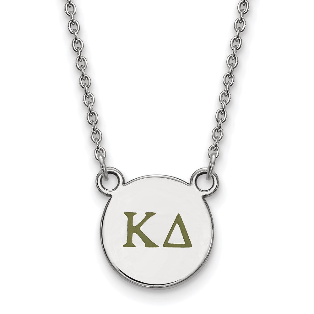 Sterling Silver Rhodium Plated Logoart Kappa Delta Sorority Greek Letters Small Color Enamel Pendant 18 Inch Necklace