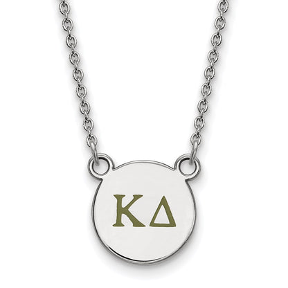 Sterling Silver Rhodium Plated Logoart Kappa Delta Sorority Greek Letters Small Color Enamel Pendant 18 Inch Necklace