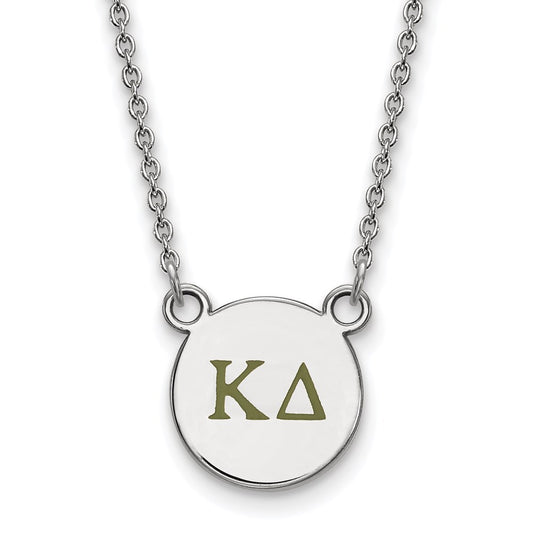 Sterling Silver Rhodium Plated Logoart Kappa Delta Sorority Greek Letters Small Color Enamel Pendant 18 Inch Necklace