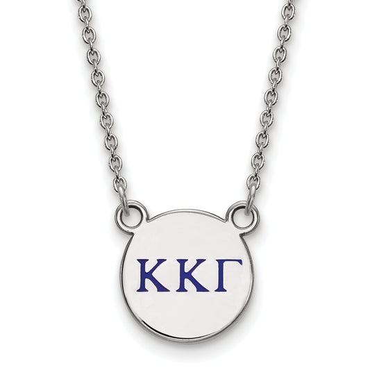 Sterling Silver Rhodium Plated Logoart Kappa Gamma Sorority Greek Letters Small Color Enamel Pendant 18 Inch Necklace