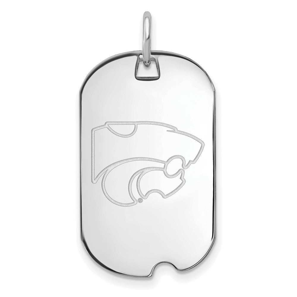 Sterling Silver Rhodium Plated Logoart Kansas State University Wildcat Small Dog Tag Pendant
