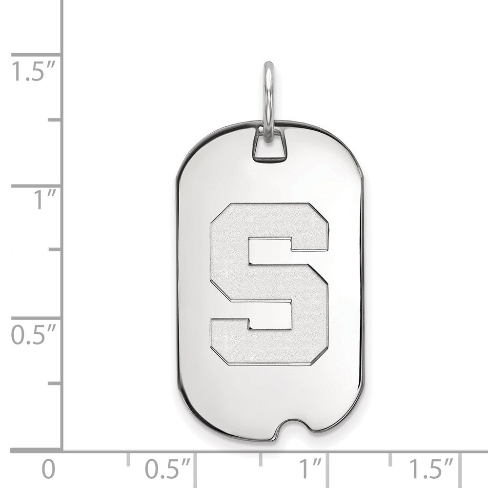 14K White Gold Logoart Michigan State University Letter S Small Dog Tag Pendant