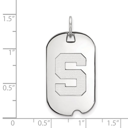 14K White Gold Logoart Michigan State University Letter S Small Dog Tag Pendant