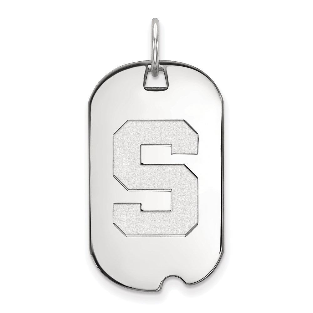 10K White Gold Logoart Michigan State University Letter S Small Dog Tag Pendant