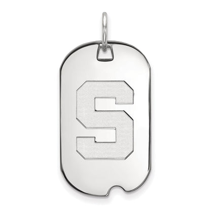 10K White Gold Logoart Michigan State University Letter S Small Dog Tag Pendant